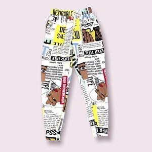 Fire and Fleur newspaper joggers